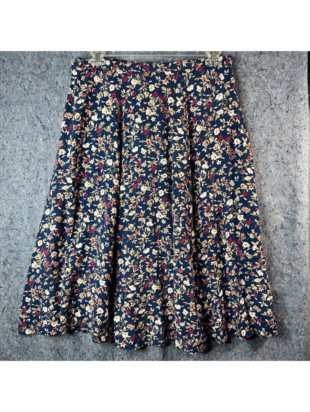 Southern Lady Skirt XL Navy Floral Elastic Waist Maxi Vintage